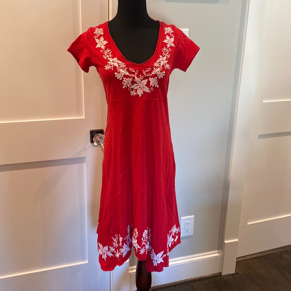 Stetson Embroidered Red Dress